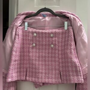 Pink tweed skorts . Part of a matching set.